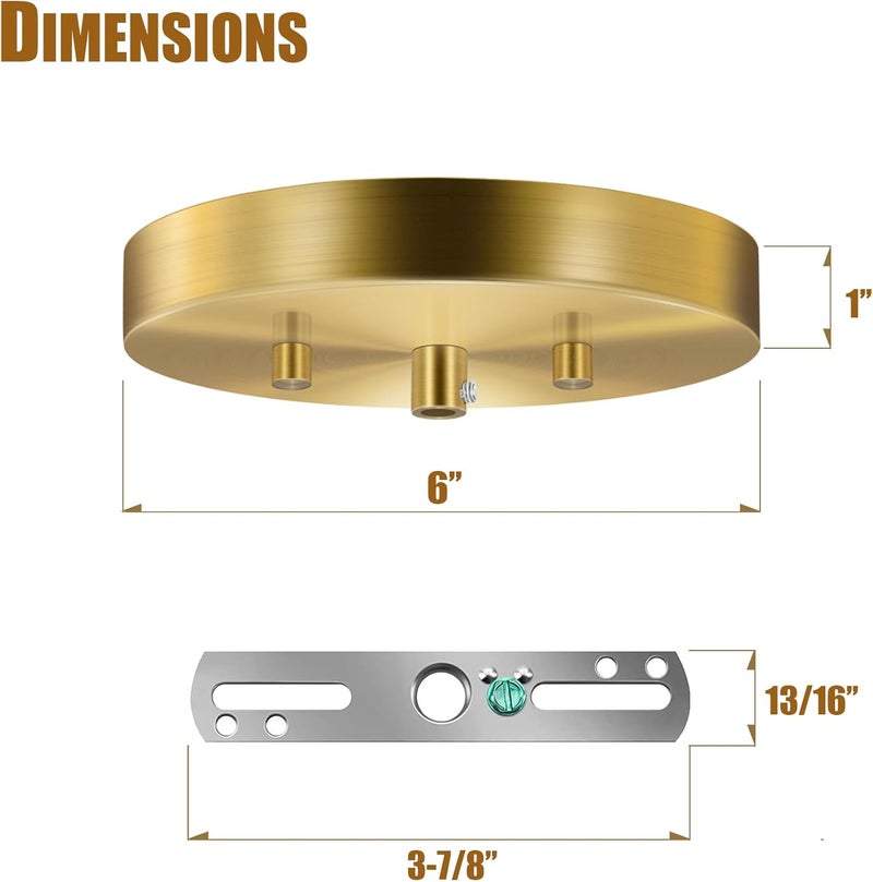 MAYOMAJO 6 Inches Light Canopy Kit with Heavy Duty Replacement Ceiling Cover Plate & Mounting Hardware for Lighting Fixtures Chandelier Pendant Lamp or DIY Project (Brass) - Image 2